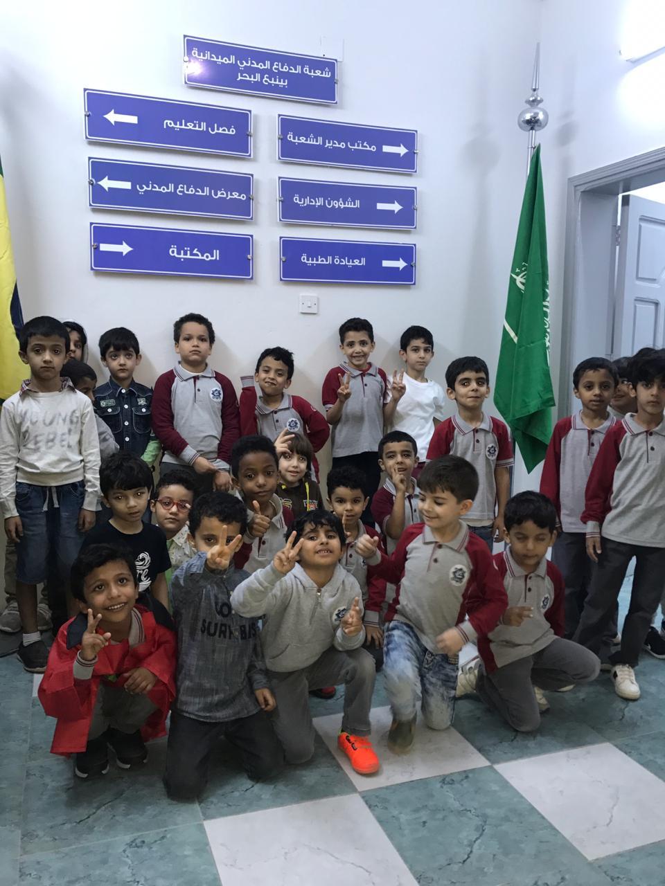 مدني ينبع يستقبل مجموعة من طلاب مدرسة سماء ينبع العالمية و الابتدائية الرابعة بنات و مدرسة الكندي الابتدائية بالهيئة الملكية