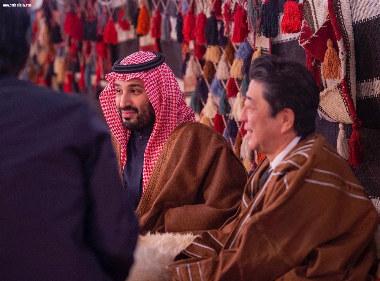 سمو ولي العهد يستقبل رئيس الوزراء الياباني في محافظة العلا