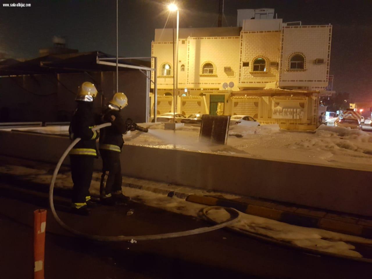مدني المدينة يسيطر على حريق بمحطة وقود بحي الدعيثة
